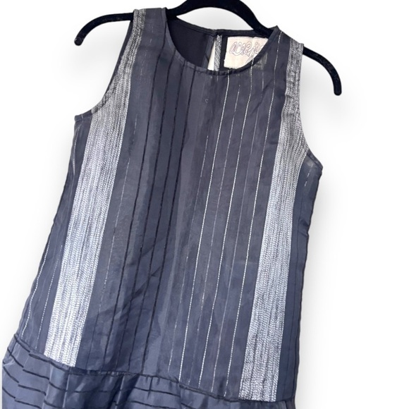 Ace & Jig Black Shadow/Metallic Silver Party Frock Sleeveless Knee Length Dress - Picture 4 of 16